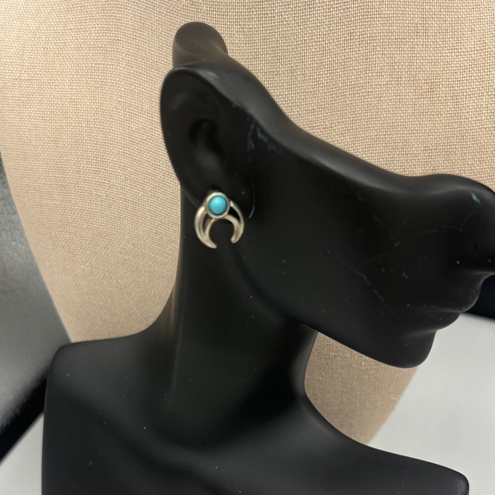 Vintage Turquoise Crescent Stud Earrings - Women Jewelry